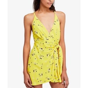 Free People Romper Yellow Floral Tango at Night Wrap Playsuit size 8